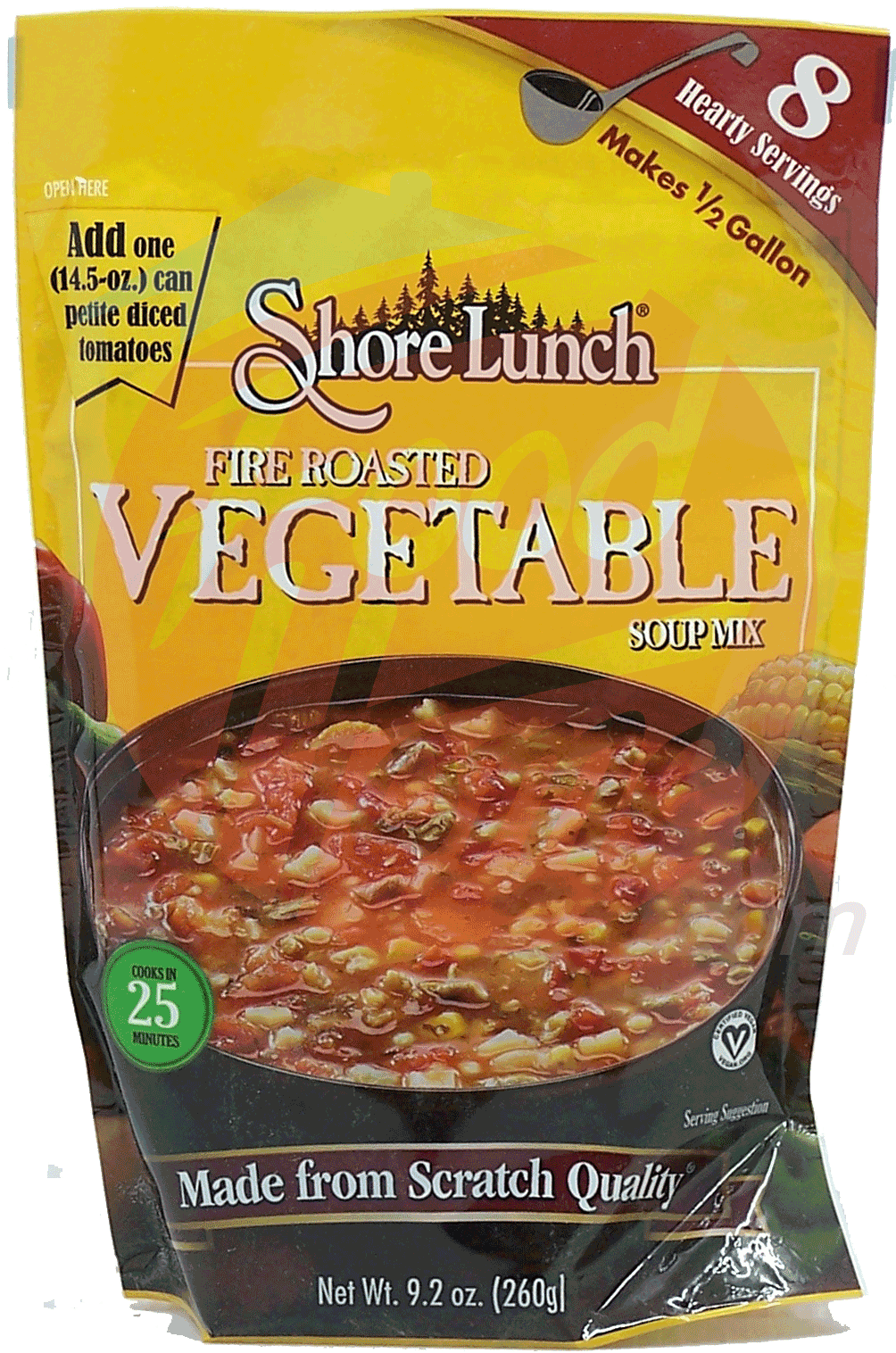 Shore Lunch  fire roasted vegetable soup mix, makes 8 servings, add can of petite tomatoes Full-Size Picture